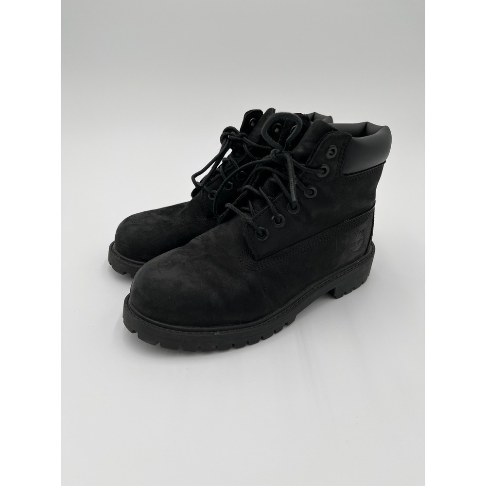 Timberland 6-inch Premium 12707 Boys US 1 Boots Black Leather Waterproof Ankle